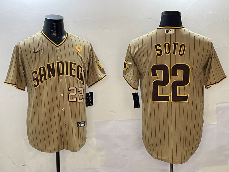 Men San Diego Padres #22 Soto Brown Stripe Game 2025 Nike MLB Jersey style 6